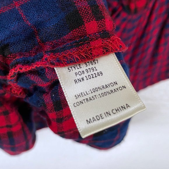 Skies Are Blue XS Plaid Ruffle Peplum Top Blouse - Picture 11 of 11